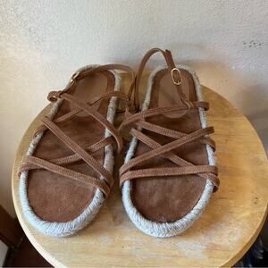 Brochu Walker Dawson Espadrilles Strappy Suede Leather Sandal Womens Size 7